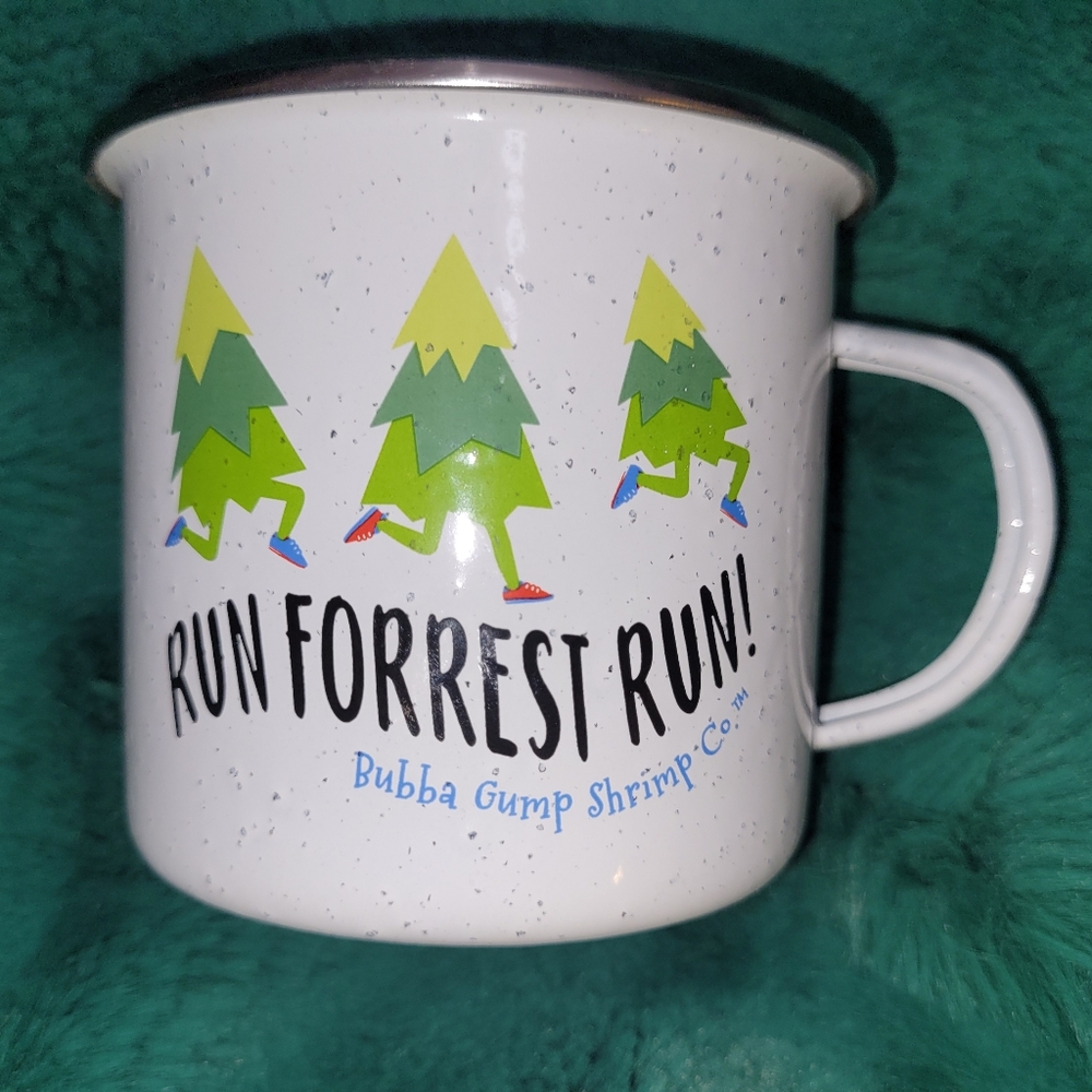 Bubba Gump Shrimp Co. White Enamel Camping Mug "Run Forrest Run!" 3 x 3.75" 🌲